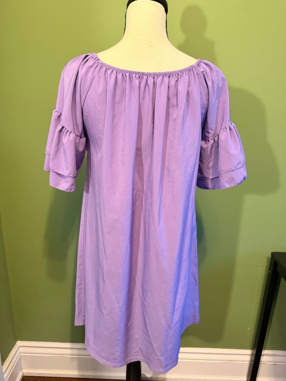 Lilac Ruffle-Sleeve Midi Shift Dress - Picture 5 of 7